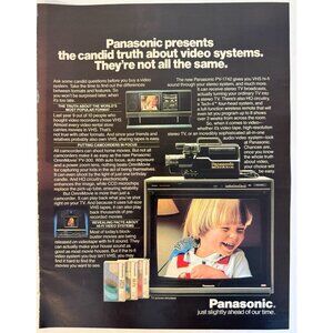 Vintage 1986 Panasonic VHS Video Television Kid with Bird Advertisement Print Ad